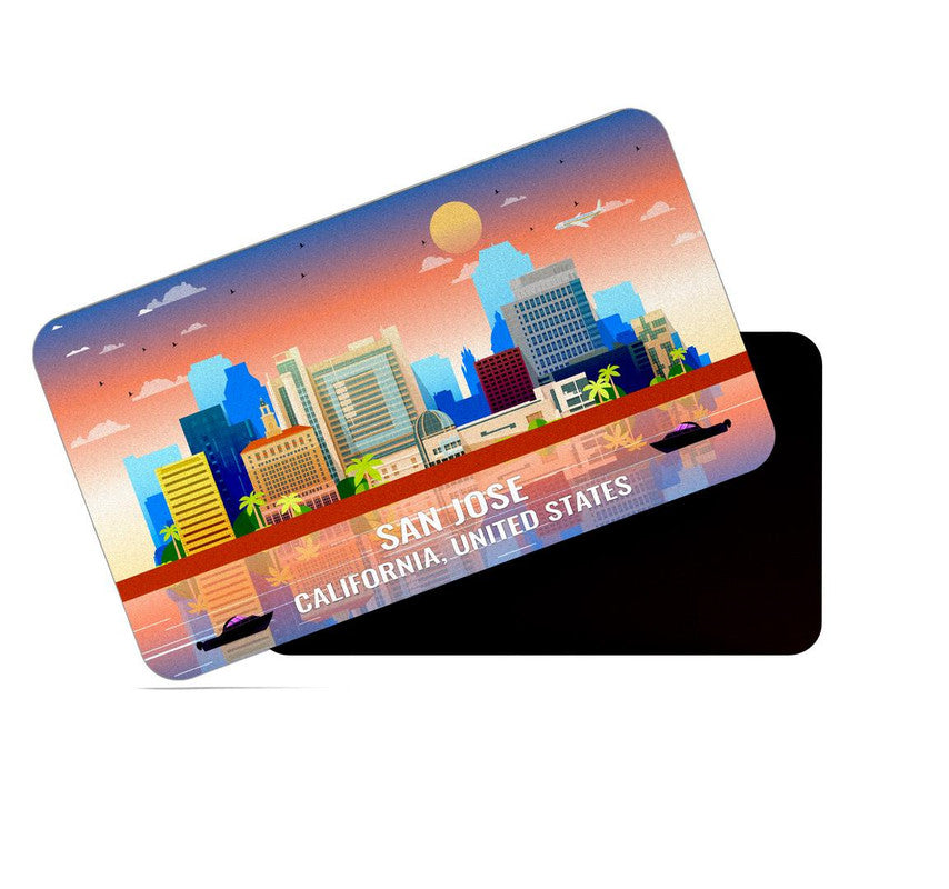 dhcrafts Rectangular Rubber Fridge Magnet / Magnetic Card Multicolor United States, California San Jose Design Pack of 1 (8.6cm x 5.4cm)